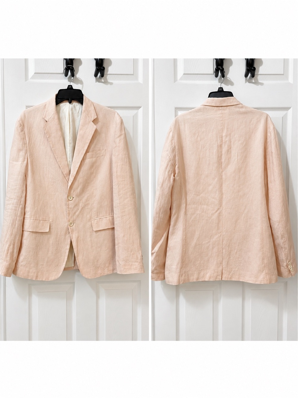 Zara Pale Pink Linen Blazer - Two-Button Sport Coat